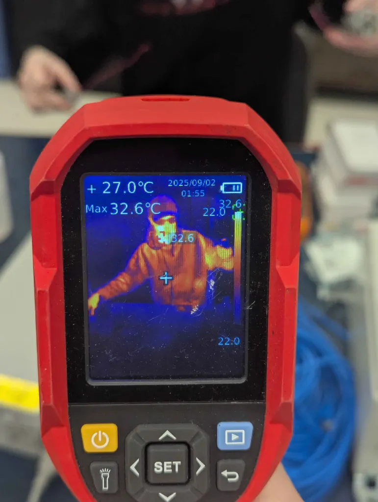 Thermal camera reading from a lab session
