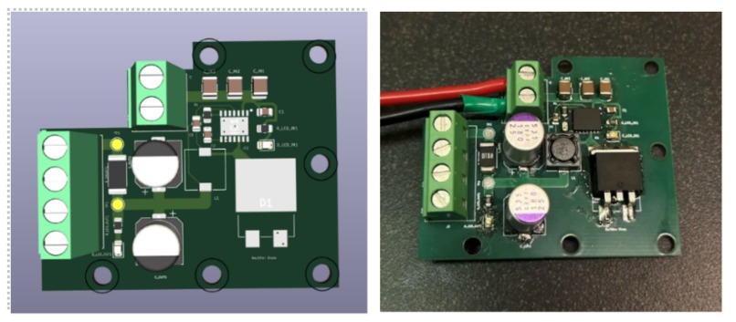 3D model and physical assembled board