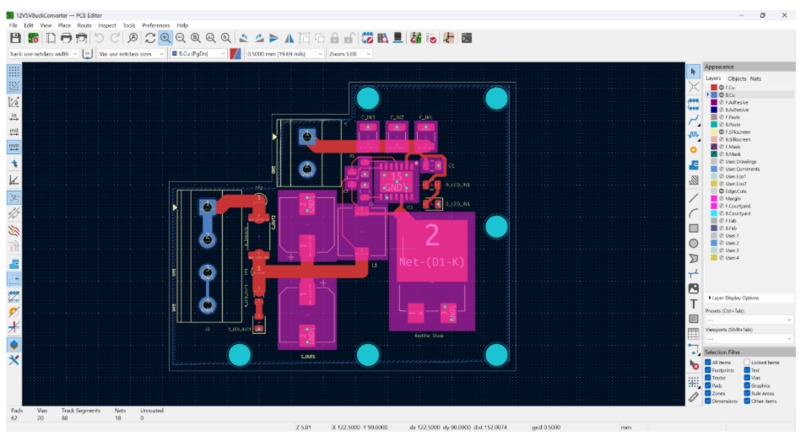Screenshot of the finalized routing
