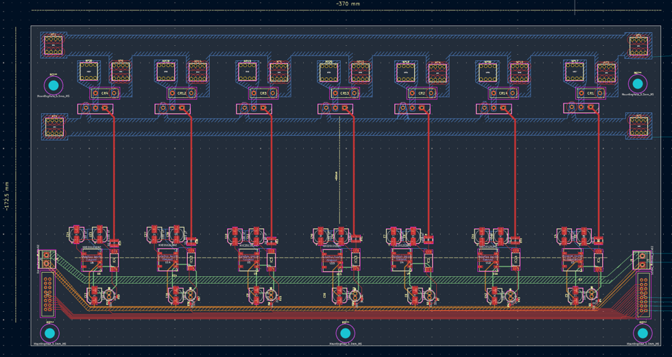 Individual board with footprints and routing