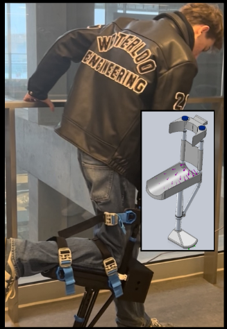 The instrumented crutch in use alongside its digital twin